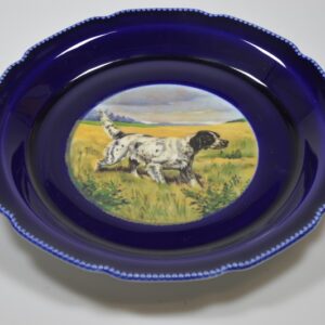 Blauw porselein wandbord met Setter